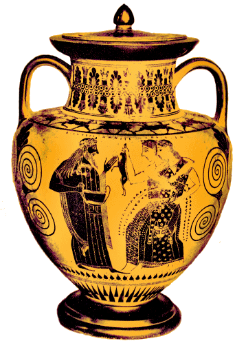 Dionysos et deux M�nades.