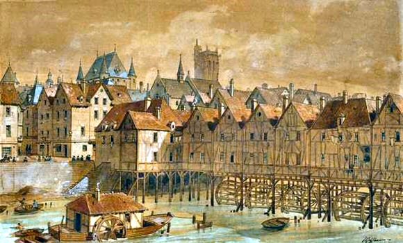 Paris : Grand Chatelet et pont aux meuniers.