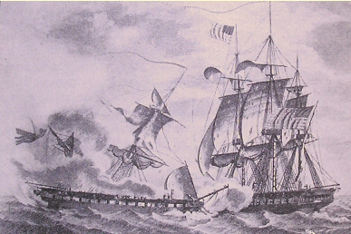 Prise de la fr�gate Warrior par la Constitution.