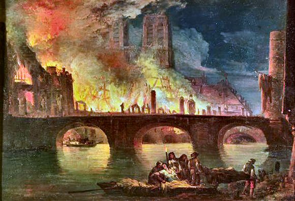 Paris : incendie de l'H�tel Dieu.