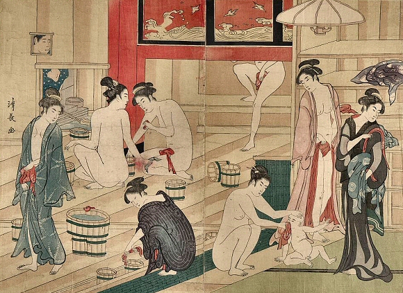 Kiyonaga : Baigneuses.