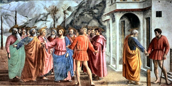 Le Christ ordonnant � saint Pierre de payer le tribut, par Masaccio.