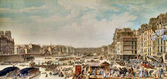Paris : le pont Notre Dame et le port au bl�.