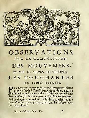 Roberval : Observations sur la composition des mouvements et sur les touchantes.