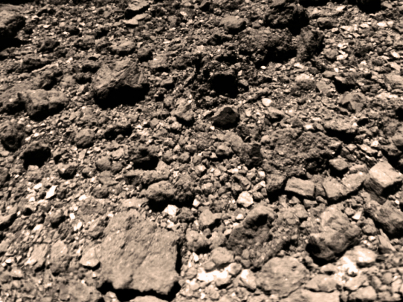 Surface de l'asteroide Ryugu.