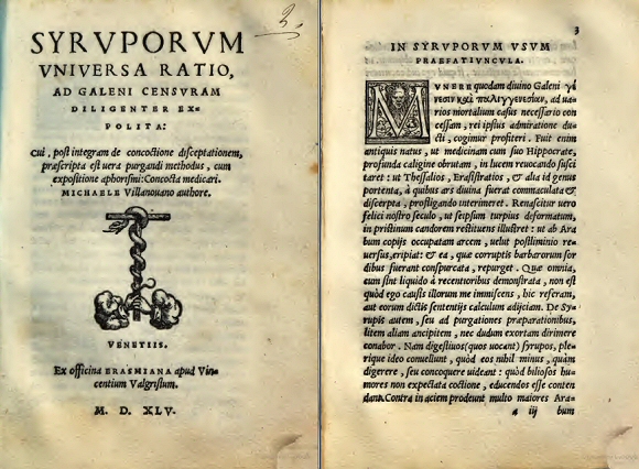 Servet : Traite des Sirops.