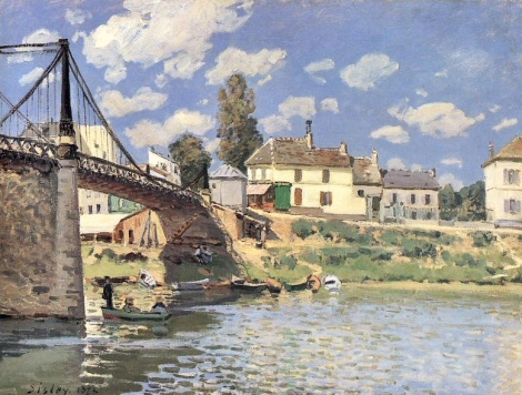 Pont � Villeneuve-la-Garenne, par Sisley.