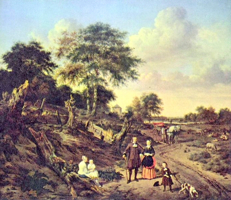 Van de Velde : Paysage avec une famille.