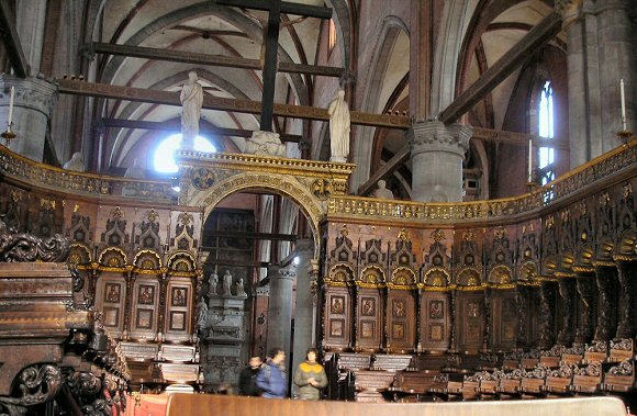 Venise : les stalles de l'�glise des Frari.