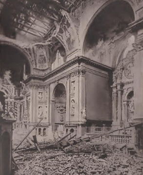 D�combres dans l'�glise des Scalzi apr�s le bombardement de Venise en  1915.