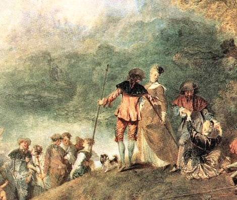 L'Embarquement pour Cyth�re (d�tail), de Watteau.
