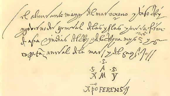 Ecriture cursive : lettre de Christophe Colomb.
